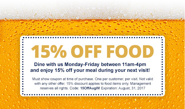 Get 15% Off Food!