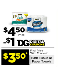 $3.50* Bath Tissue / Paper Towels