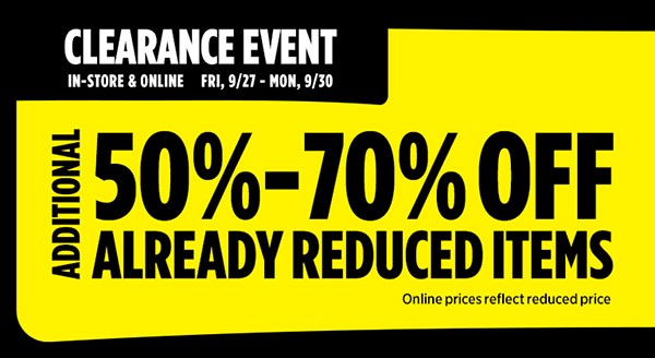 Clearance Event Save Additional 50% - 70% OFF